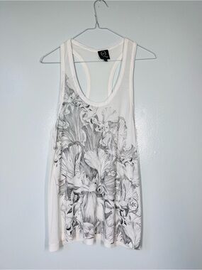 McQ Alexander McQueen White Floral Racerback Tank Top